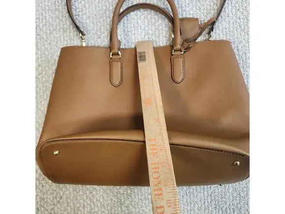 Lauren Ralph Lauren Dryden Marcy Satchel Brown Leather Women's Large - Picture 7 of 12